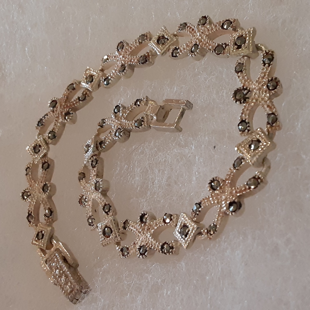 Vintage Sterling Silver and Marcasite Bracelet